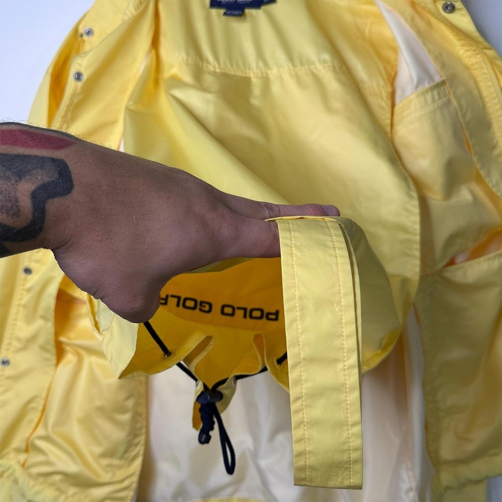Vintage Polo Golf Ralph Lauren Rain Jacket Yellow Full Zip Packable Mens Size XL - Picture 11 of 12